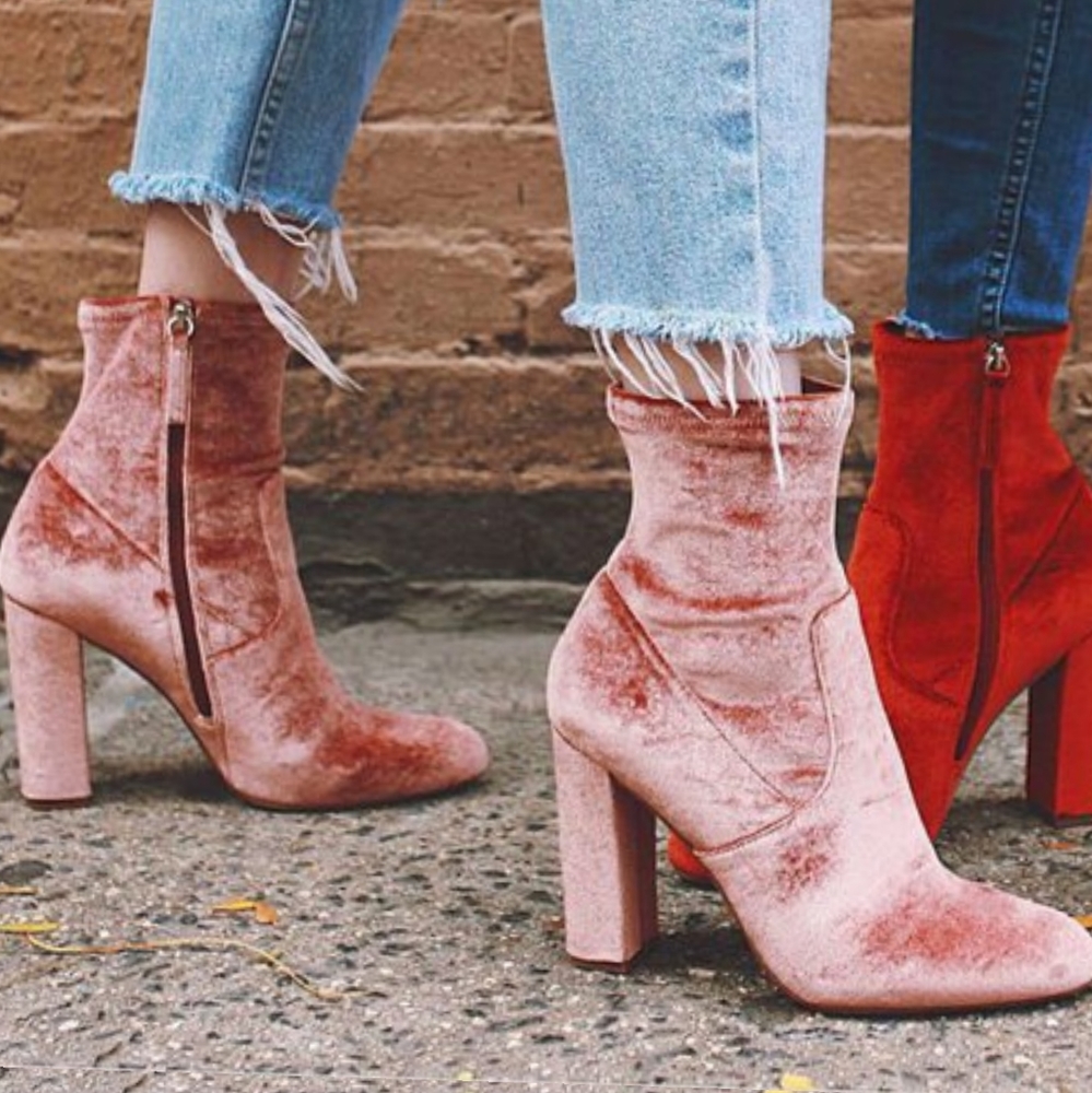 Steve Madden Edit Pink Velvet Bootie